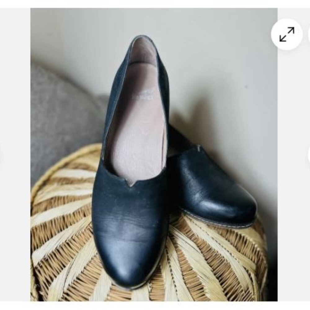 Dansko Black Leather Slip-On Flats
